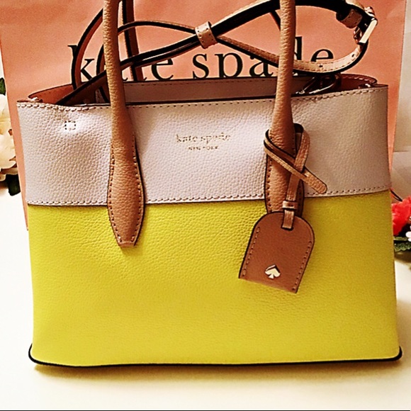 Kate Spade Cameron Street Satchel White/Yellow.NWT - Picture 3 of 14